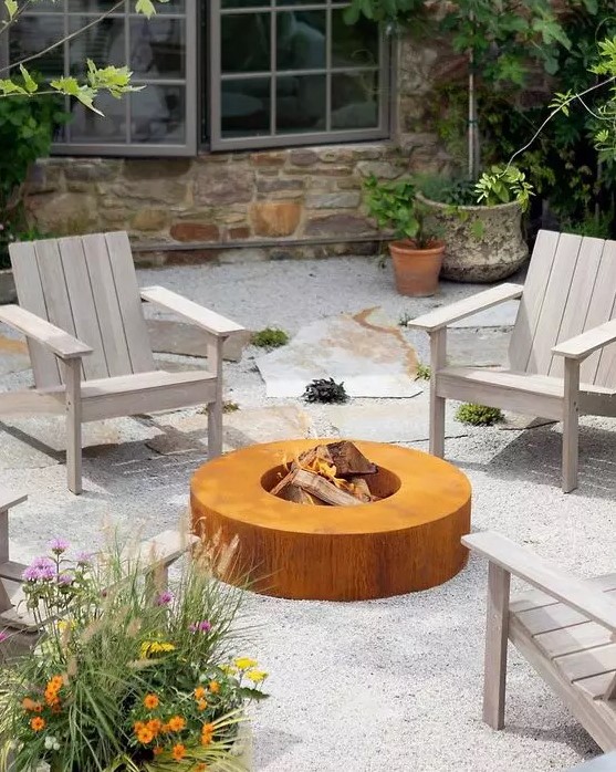 this sleek propane fire pit table is a statement maker, it will bring ultimate coziness and warmth to your rustic backyard