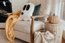 04 a ghost garland and a ghost pillow for cute and fun Halloween decor are a nice decor you can DIY