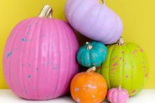 08 neon splatter pumpkins will be a great idea for the fall, Halloween and Thanksgiving if you love such bright colors