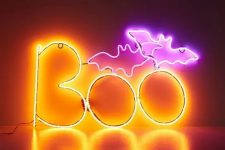 16 a bold neon pink and yellow sign for Halloween decor is an amazing and very fresh idea to rock