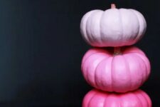 31 DIY paint and glitter ombre pumpkins in pink shades will be a beautiful and chic solution for your pink Halloween party