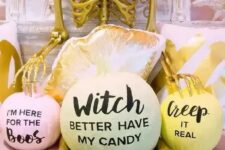 32 funny pastel pumpkins with phrases that rock are ideal for modern Halloween parties