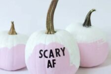 39 modern ironic pumpkins in pink and white, with brushstroking and black letters is a fun and cool idea to rock