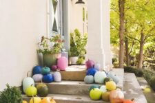 colorful front porch decor for fall
