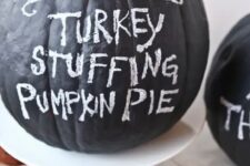 03 a chalkboard pumpkin can be used as a Thanksgiving party menu or you can chalk something else on it
