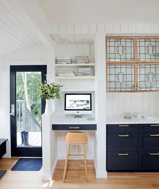 a tiny working nook in a kitchen