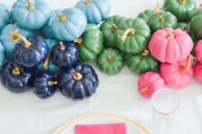 13 a bold painted pumpkin table runner is a fantastic idea for a fall tablescape, craft them yourself