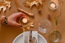 31 gilded leaves, branches and pinecones will be ideal for fall and Thanksgiving decor, make some yourself
