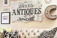 a cute vintage gallery wall for a living room