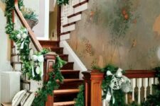 46 loosely swagged pine ropings could be used on any staircase, add ornaments, bows and bells and you will get a nice Christmas decoration