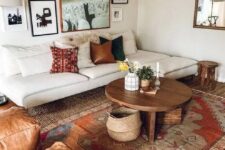 42 statement layered rugs – a jute and a bold boho one are a great way to add a boho feel to the space