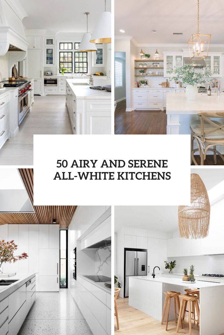 50 Airy And Serene All-White Kitchens