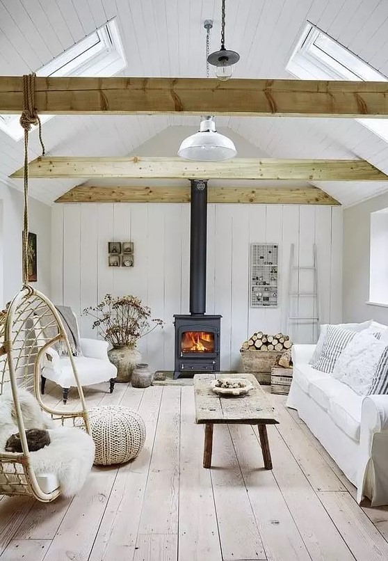 a cozy barn style living room design