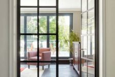 black French doors for inner spaces are a chic idea for many interiors – though they are black, they provide enough natural light
