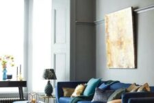 A lovely room with a navy sectional