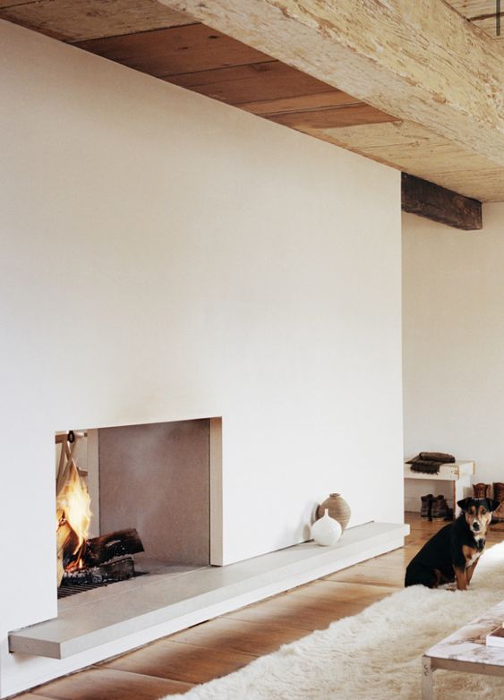 a large minimalist fireplace plus some decor don't require anything else around, you can just fit here and relax