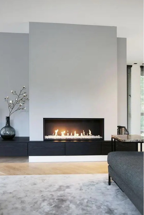 a cool ethanol fireplace for a minimalist living space