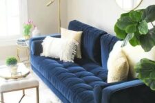 a navy sofa could easily make a statement