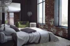 34 a contemporary bedroom is spruced up with a fake red brick wall that makes it less polished and more interesting
