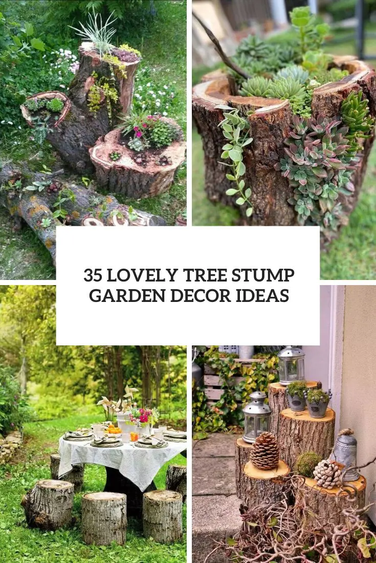 35 Lovely Tree Stump Garden Decor Ideas