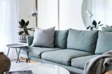 a stylish living room with a modern sectional sofa