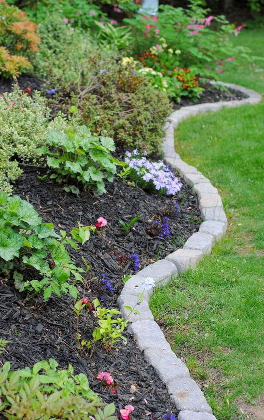 grey stone garden bed edging is a cool idea for many space, it's durable and it's classic, it always works for eveyr space