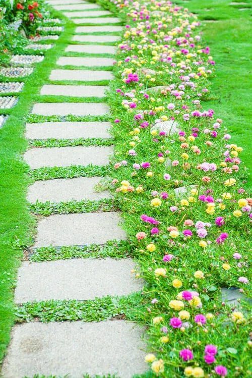a super colorful and beautiful gloral garden edge is a stylish and fun idea for any garden, it looks bright and cool