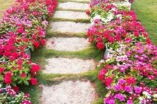 23 super bright and colorful floral garden edging is a stunning idea for any garden, it looks cool, bold and elegant