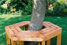 24 a simple stained hexagon garden bench around the tree is a cool idea for a modern to rustic garden, add pillows and blankets and enjoy