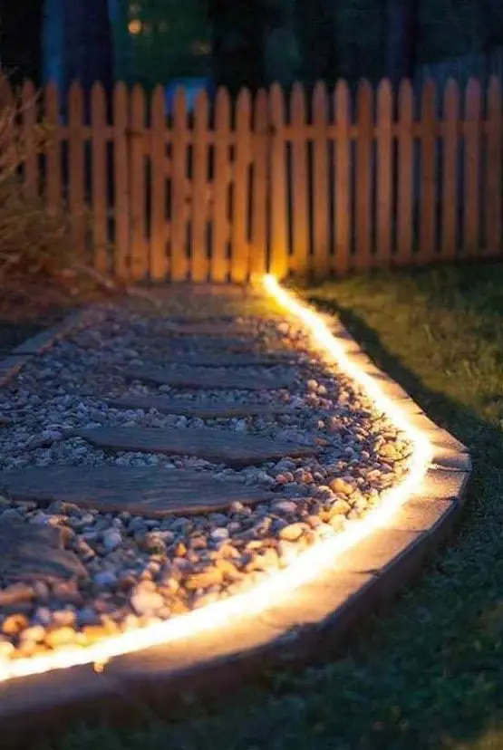 add lights to your garden pathways to enlighten the garden and make it more comfortable to walk at night