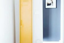 a small bright yellow locker placed somewhere in an awkward corner will give you enough storage space and will add a touch of color