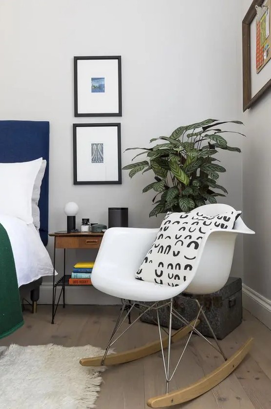 a white Eames rocker will be a nice addition not only for a living room but also for a bedroom
