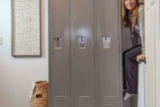 stylish grey lockers are a nice match for many interiors, not only industrial or mid-century modern ones