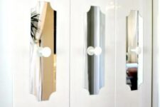 05 cutout mirror touches with white knobs add interest to a Pax wardrobe and make it stand out