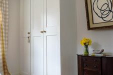 10 a beautiful built-in IKEA Pax wardrobe with gold knobs is a cool and stylish idea for a bedroom, it looks nice and lovely
