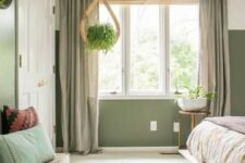 a cute green boho bedroom design