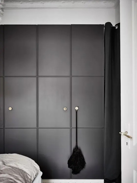 graphite grey paneled doors with small knobs will make your Pax wardrobe look very stylish and very modern