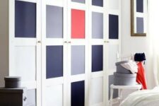 58 muted blue, navy and red panels inserted make a neutral Pax piece look bold