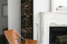 03 an elegant space with a vintage fireplace and a small and narrow niche by it is a lovely and stylish idea with a modern feel