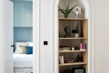 56 an arched niche with shelves and lovely decor is a stylish and refined decor feature for any space, you can use it for storage, too