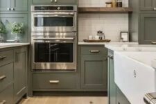 a stylish olive green kitchen