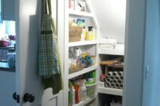 a small pantry to store various chemicals and other stuff can be under the staircase