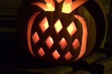 02 a Halloween jack-o-lantern with a carved pineapple is a cool decoration for outdoors and indoors