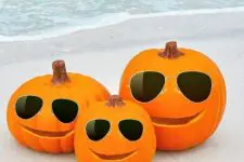 05 tropical Halloween pumpkins smiling and in sunglasses are great for decor and are easy to make