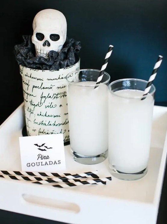 Pina Ghouladas and a black Raven-inspired glass are great for a Halloween party