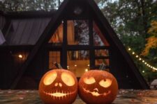 Jack Skellington and Sally carved pumpkins will be a dreamy and romantic idea for Halloween celebrating