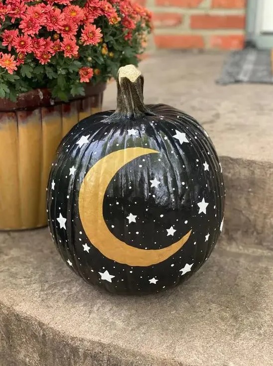 a stylish black halloween pumpkin