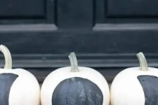 09 simple DIY black and white moon phase pumpkins are amazing for modern Halloween or fall decor, and they will be great for constellation decor