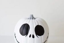 31 a classic Jack Skellington pumpkin in black and white is easy to make with paint and maybe a sharpie