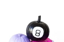 53 colorful and neon pumpkins with various decor and letters for a bright Halloween party